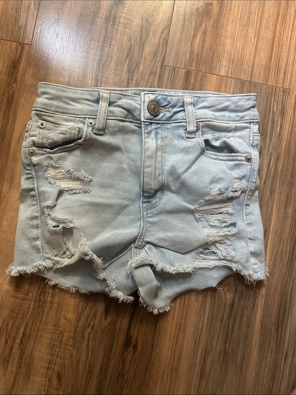 American Eagle hi-rise shortie jean shorts size 0